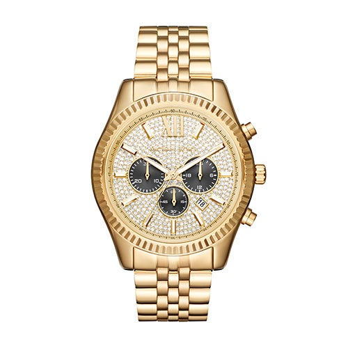 Mens Lexington Multi-Dial Gold-Tone SS Watch, Crystal Dial