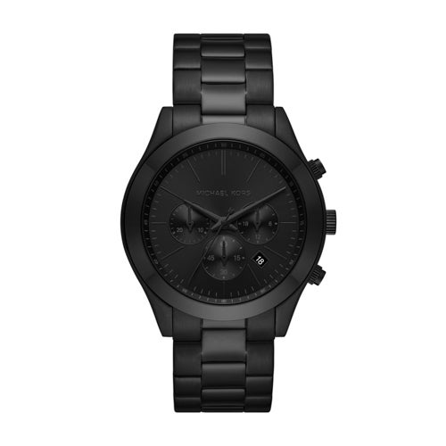 Men's Slim Runway Black Stainless Steel Chronograph Watch, Black Dial