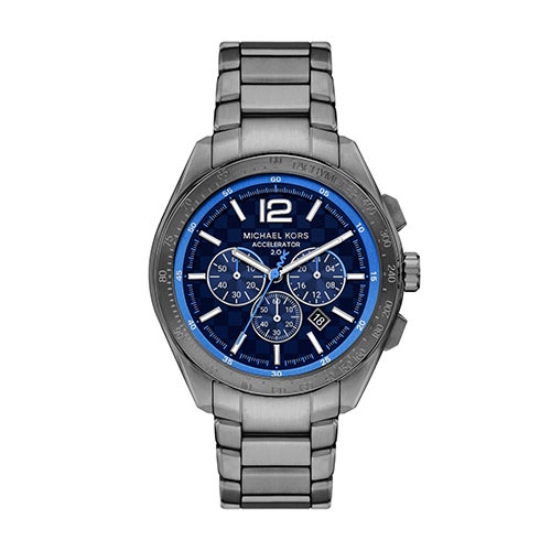 Mens Accelerator 2.0 Chronograph Gunmetal Stainless Steel Watch Blue Dial