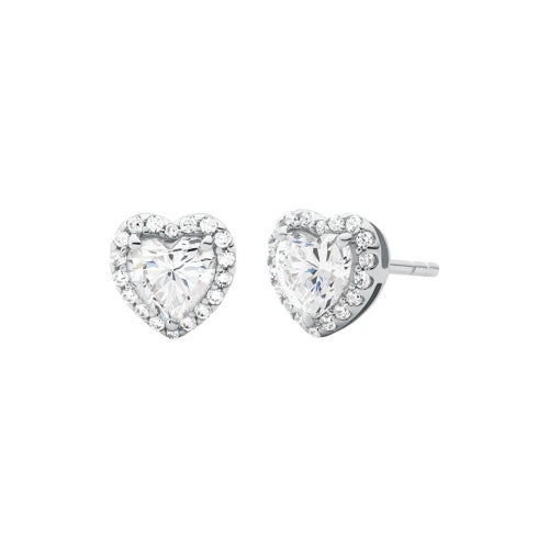 Sterling Silver Heart Stud Earrings, Silver