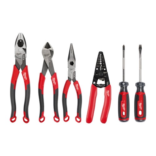 6pc Comfort Grip Cutting Pliers, Wire Stripper & Screwdrivers Set (USA)