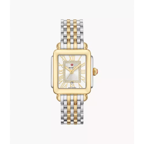 Ladies' Deco Madison Mid 2-Tone 40 Diamond Watch, White Silver Dial