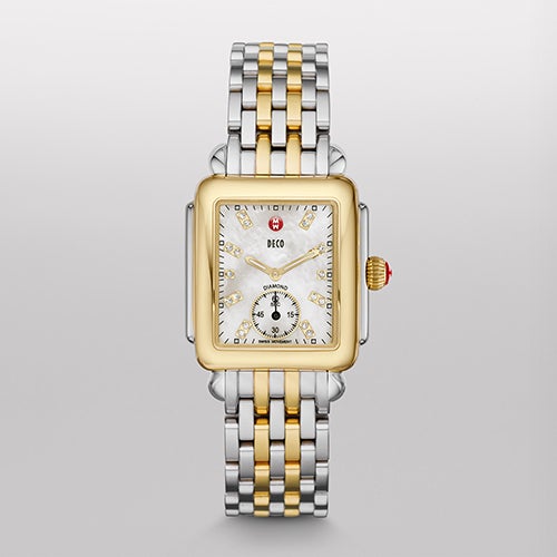 Ladies Deco 16 Two-Tone Watch, Diamond & Mother of Pearl Dial