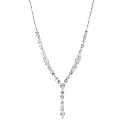 RSVP CZ Y Necklace, Silver