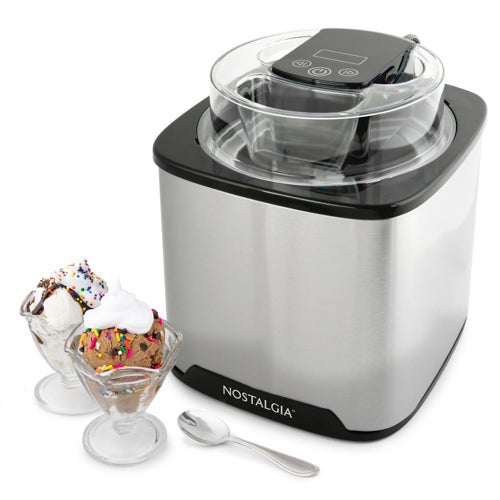 2qt Digital Ice Cream Maker, Stainless Steel & Black