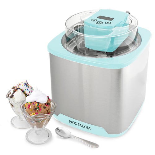 2qt Digital Ice Cream Maker, Stainless/Aqua