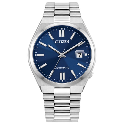 Unisex Tsuyosa Automatic Eco-Drive Silver-Tone SS Watch, Blue Dial
