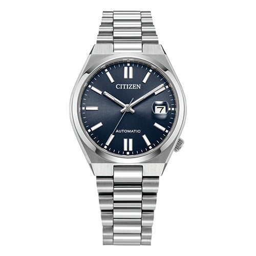 Unisex Tsuyosa Automatic Eco-Drive Silver-Tone SS Watch, Dark Blue Dial