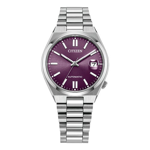 Unisex Tsuyosa Automatic Eco-Drive Silver-Tone SS Watch, Purple Dial
