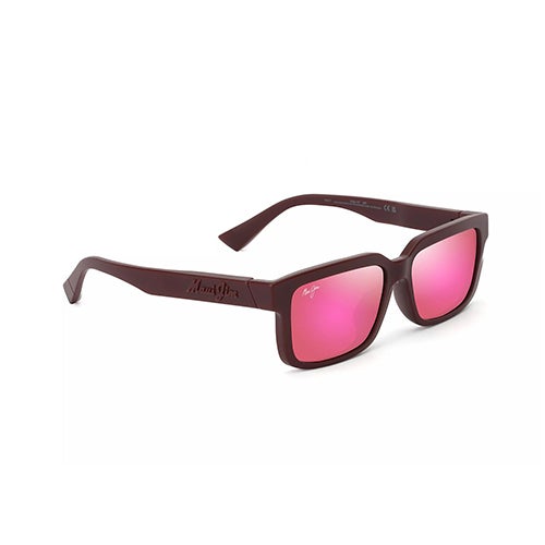 Hiapo Asian Fit Polarized Sunglasses, Matte Burgundy Frame, Maui Sunrise Lens