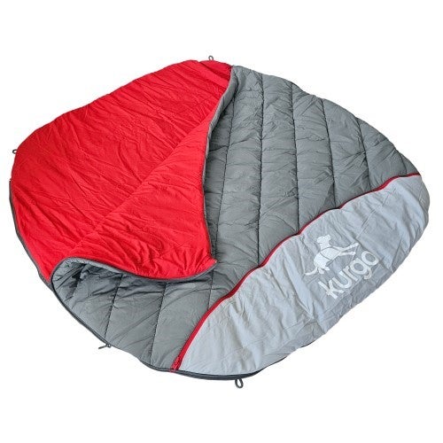 Canyon Puffer Pup Sack 40" Pet Sleeping Bag, Charcoal/Red