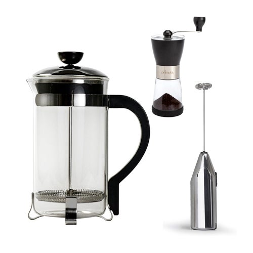 3pc Classic Coffee Maker Set, Black & Charcoal