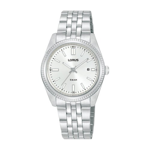 Ladies Quartz Silver-Tone Stainless Steel Watch, Silver Dial