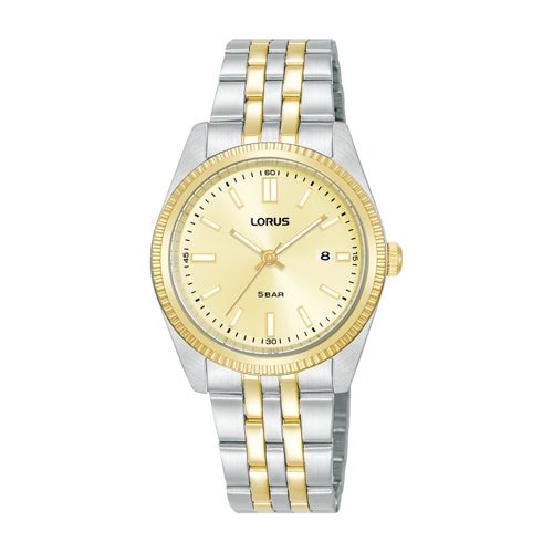 Ladies Quartz Two-Tone Stainless Steel Watch, Silver Dial