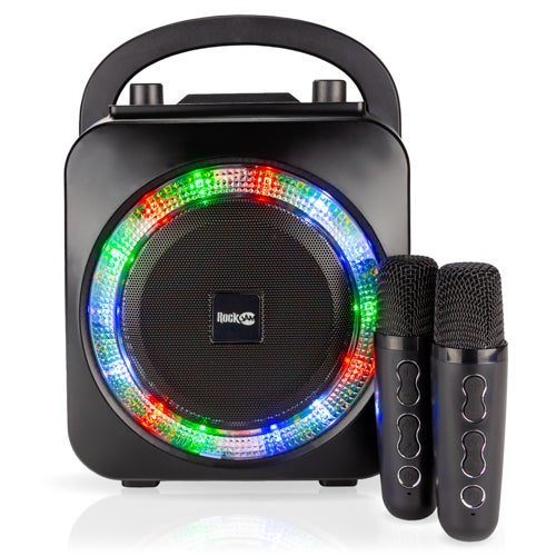 Mini Karaoke Bluetooth Speaker w/ Dual Wireless Microphones, Black