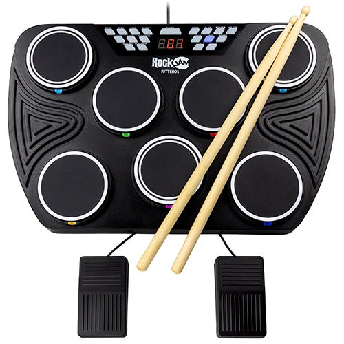 Tabletop 7 Pad Electronic MIDI Bluetooth Drum Kit w/ Built-in Speakers