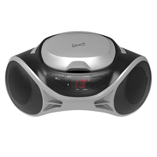 Portable AM/FM Radio CD Player w/ Bluetooth, Silver