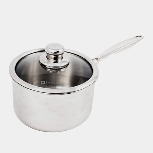 Premium Clad Stainless Steel 3.7qt Saucepan w/ Glass Lid - Induction