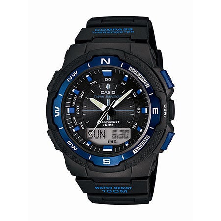 Twin Sensor Multi-Function Watch, Black Resin Band