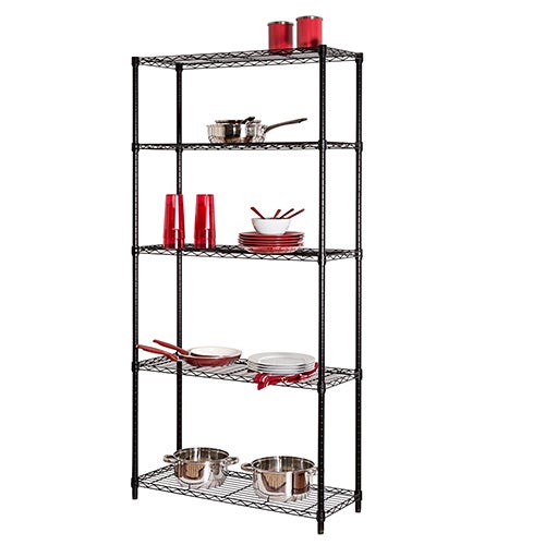 5-Tier 36" Adjustable Shelving Unit, Black