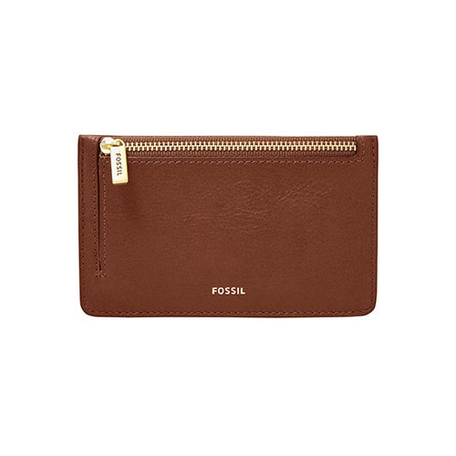 Ladies Logan Leather Zip Card Case, Brown