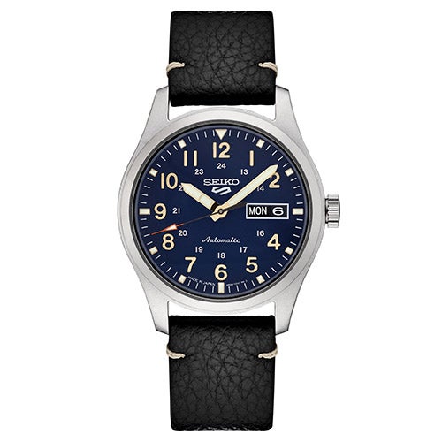 Mens Seiko 5 Sport Automatic Blue & Silver Stainless Steel Watch, Blue Dial