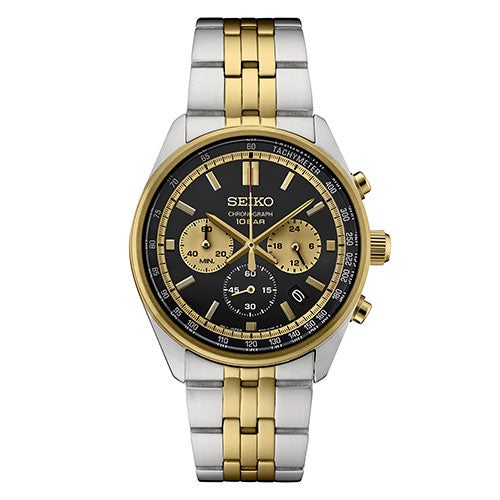 Men's Essentials Chronograph 2-Tone Stainless Steel Watch, Black & Gold Dial