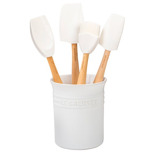 5pc Craft Series Silicone Utensil Set w/ Crock, White