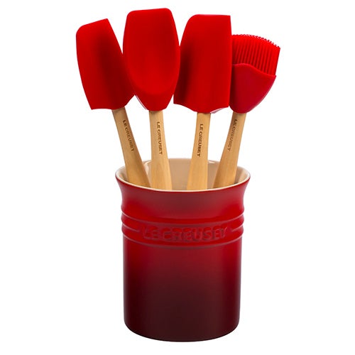5pc Craft Series Silicone Utensil Set w/ Crock, Cerise