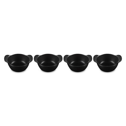 Set of 4 Gourmand Cast Iron Mini 0.3qt Cocottes, Licorice