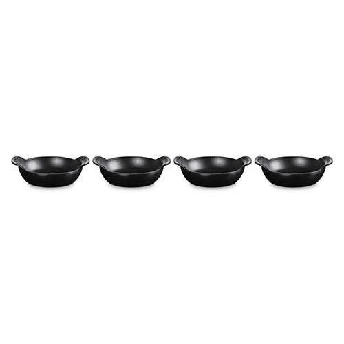 Set of 4 Gourmand Cast Iron Mini Oval 0.3qt Braisers, Licorice