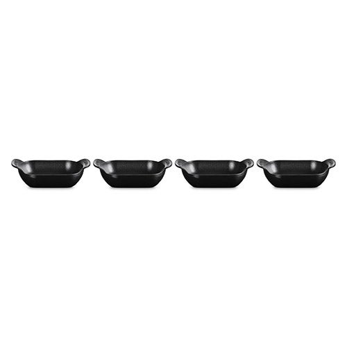 Set of 4 Gourmand Cast Iron Mini Rectangular 0.3qt Bakers, Licorice