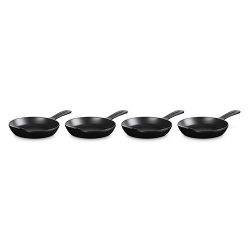 Set of 4 Gourmand Cast Iron Mini 0.3qt Skillets, Licorice