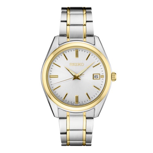 Mens Essentials Two-Tone Stainless Steel Watch, White Dial