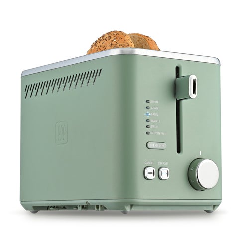 2 Slice Stainless Steel Toaster w/ 6 Bread Functions, Green
