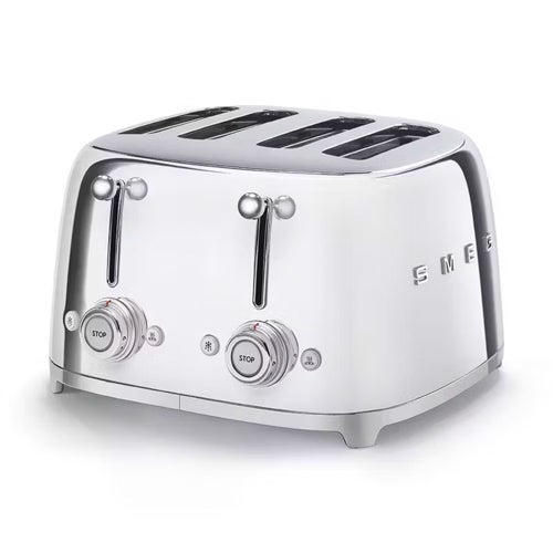 50s Retro-Style 4 Slice Slot Toaster, Stainless Steel
