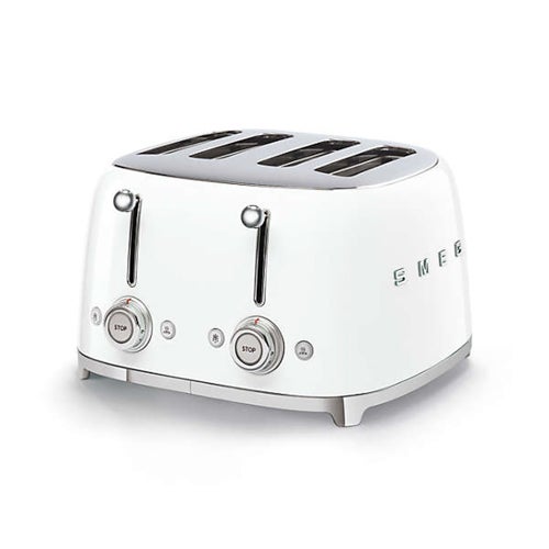 50s Retro-Style 4 Slice Slot Toaster, White