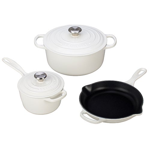 5pc Signature Cast Iron Cookware Set, White