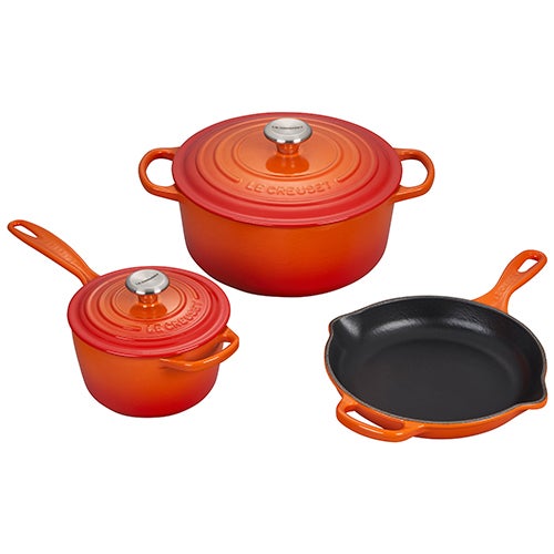 5pc Signature Cast Iron Cookware Set, Flame