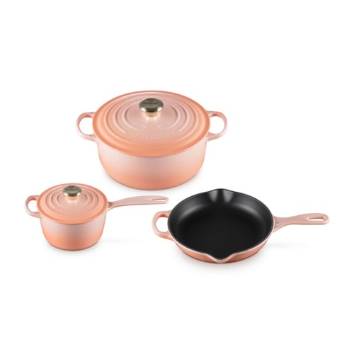 5pc Signature Cast Iron Cookware Set, Peche