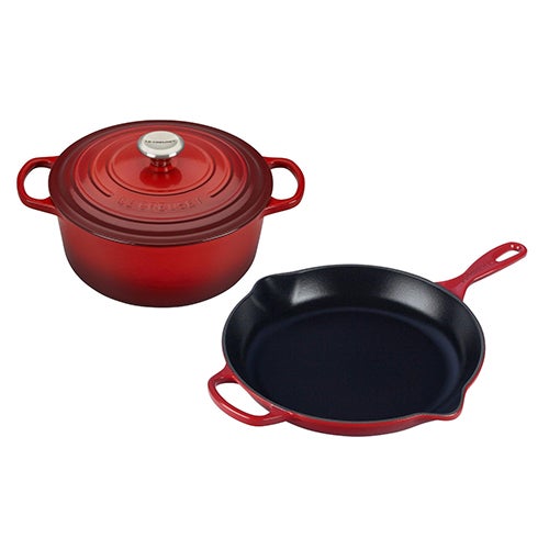 3pc Signature Cast Iron Cookware Set, Cerise