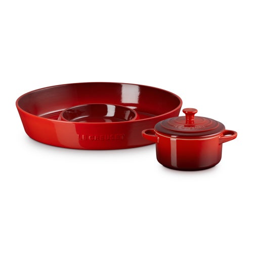 2pc Chip & Dip Entertainment Set, Cerise