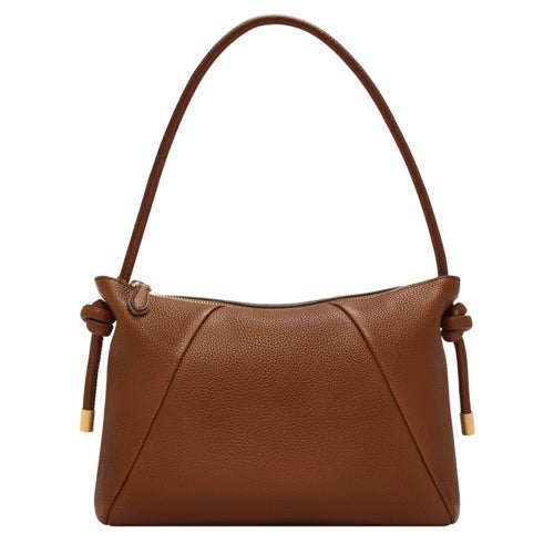 Willa Leather Shoulder Bag, Medium Brown