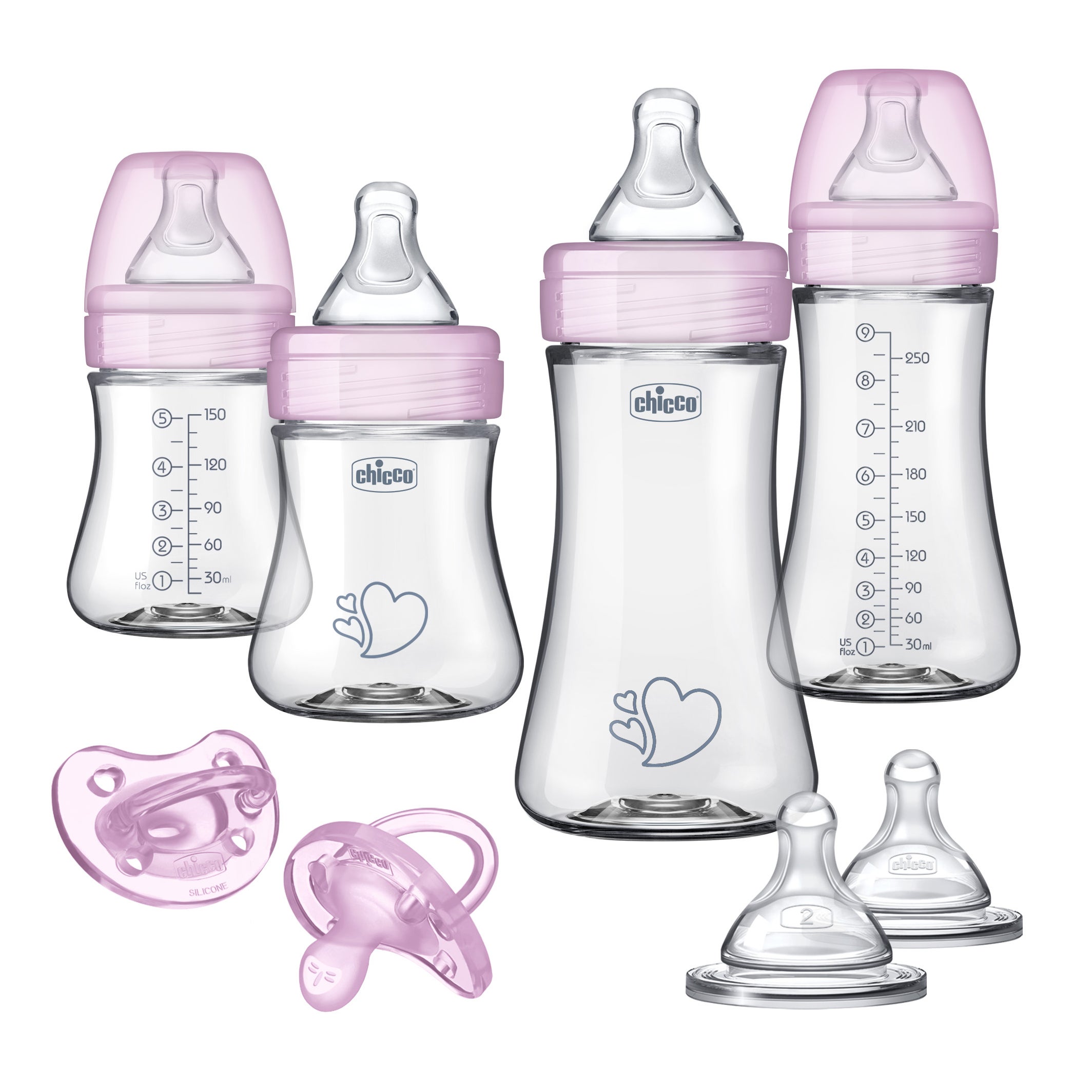 Duo Newborn Hybrid Baby Bottle Starter Gift Set Pink