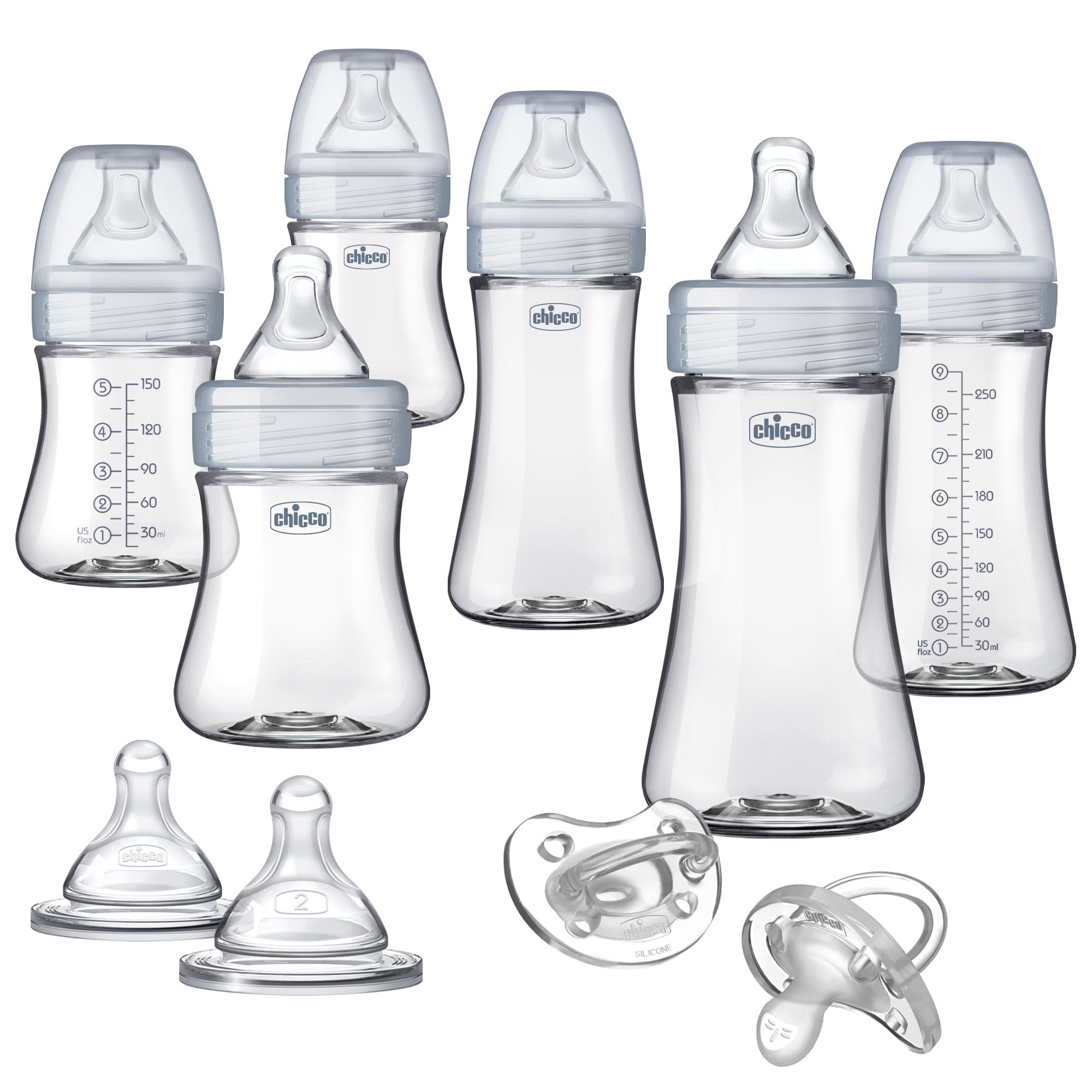 Duo Deluxe Hybrid Baby Bottle Gift Set Clear/Gray