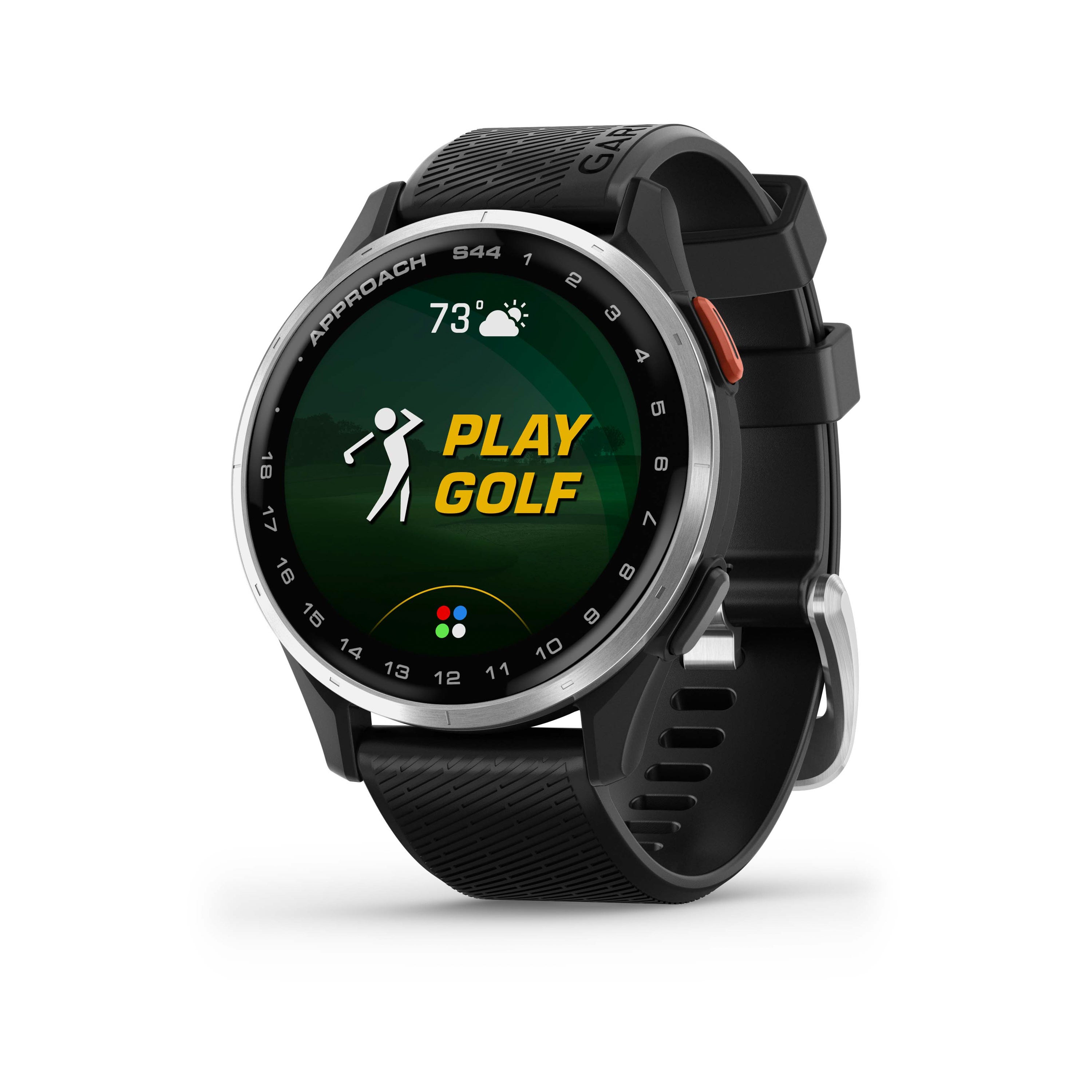 Approach S44 Golf Smartwatch  Silver/Black Silicone