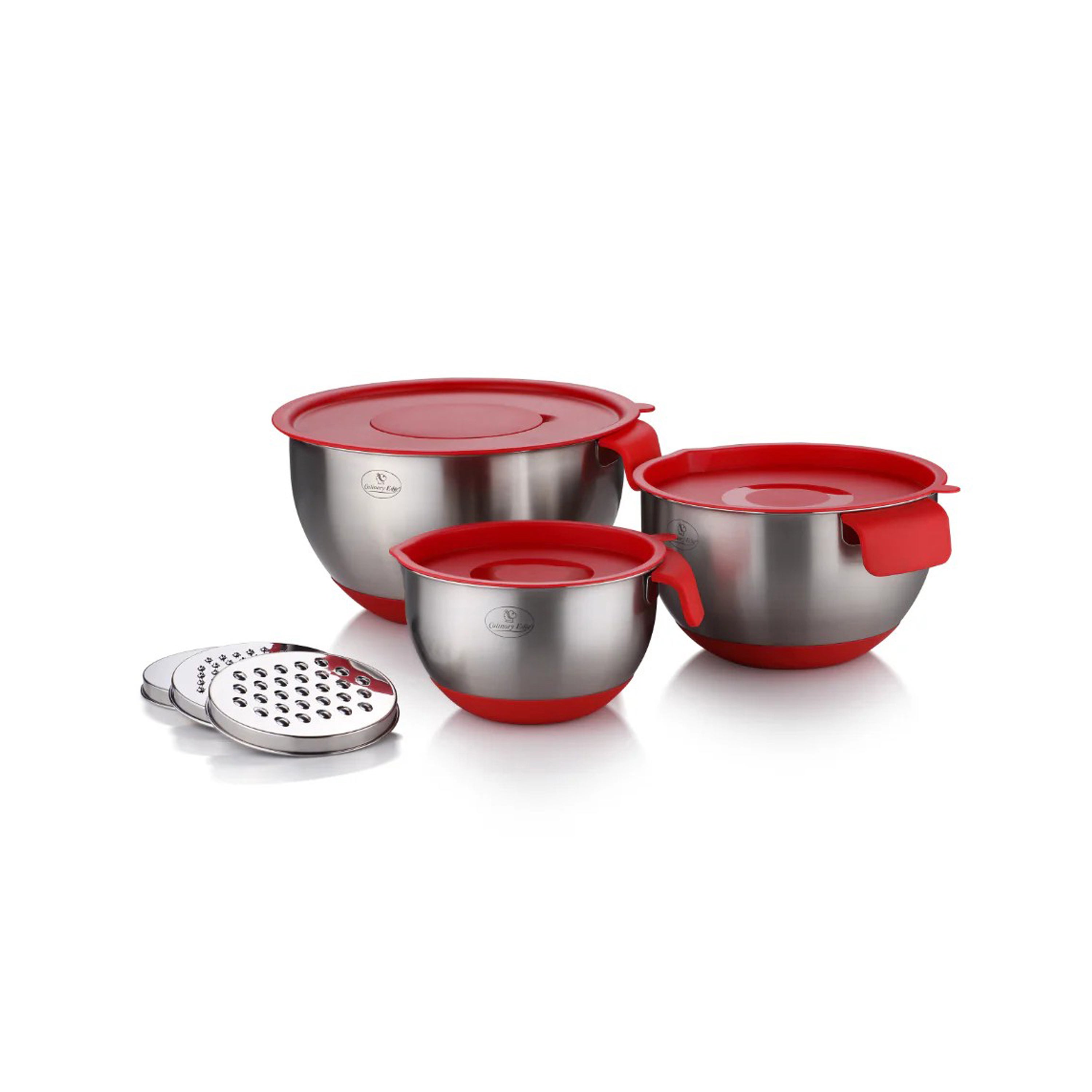 10pc Stainless Steel Mixing Bowl Set Red