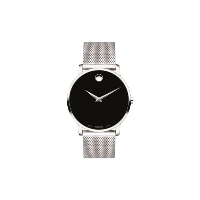 Men's Museum Classic Silver-Tone Stainless Steel Mesh Watch, Black Dial