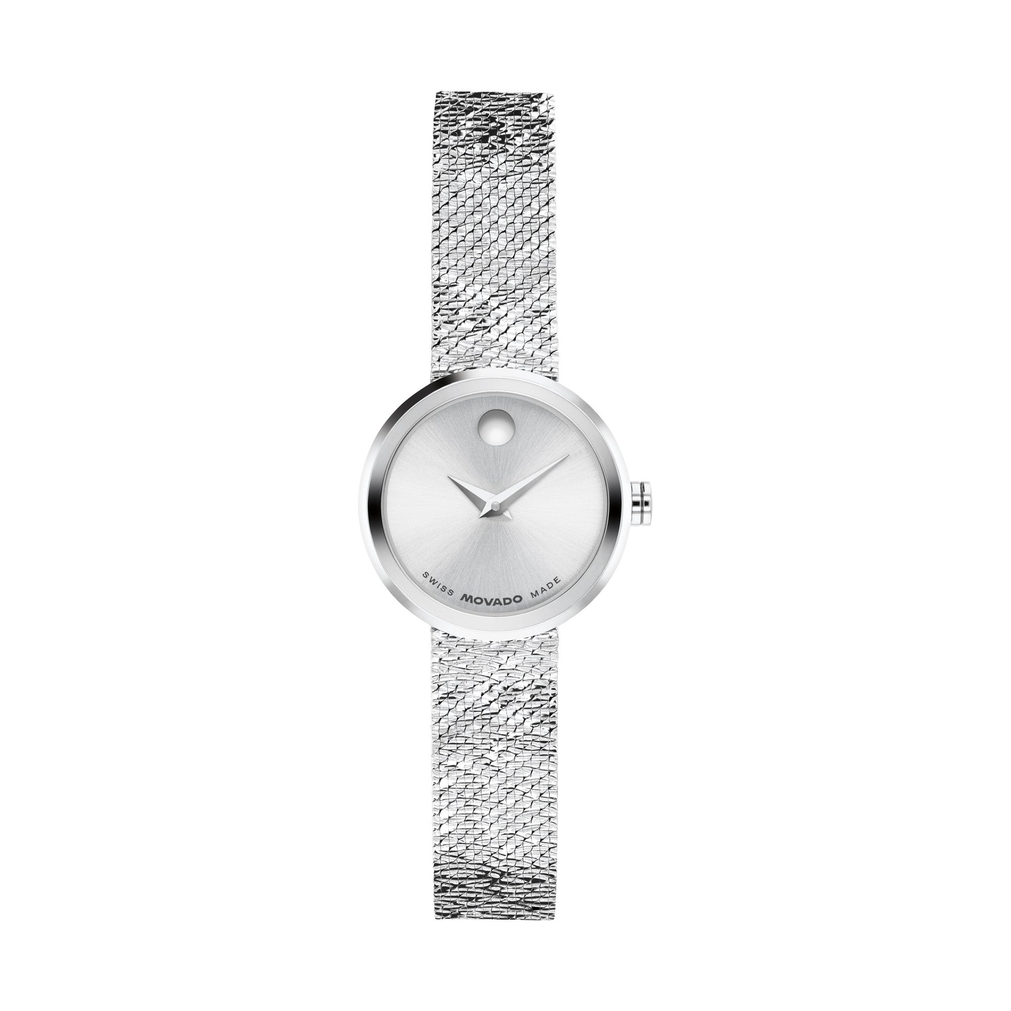 Ladies Velura Mini Silver-Tone Stainless Steel Milanese Watch Silver Dial