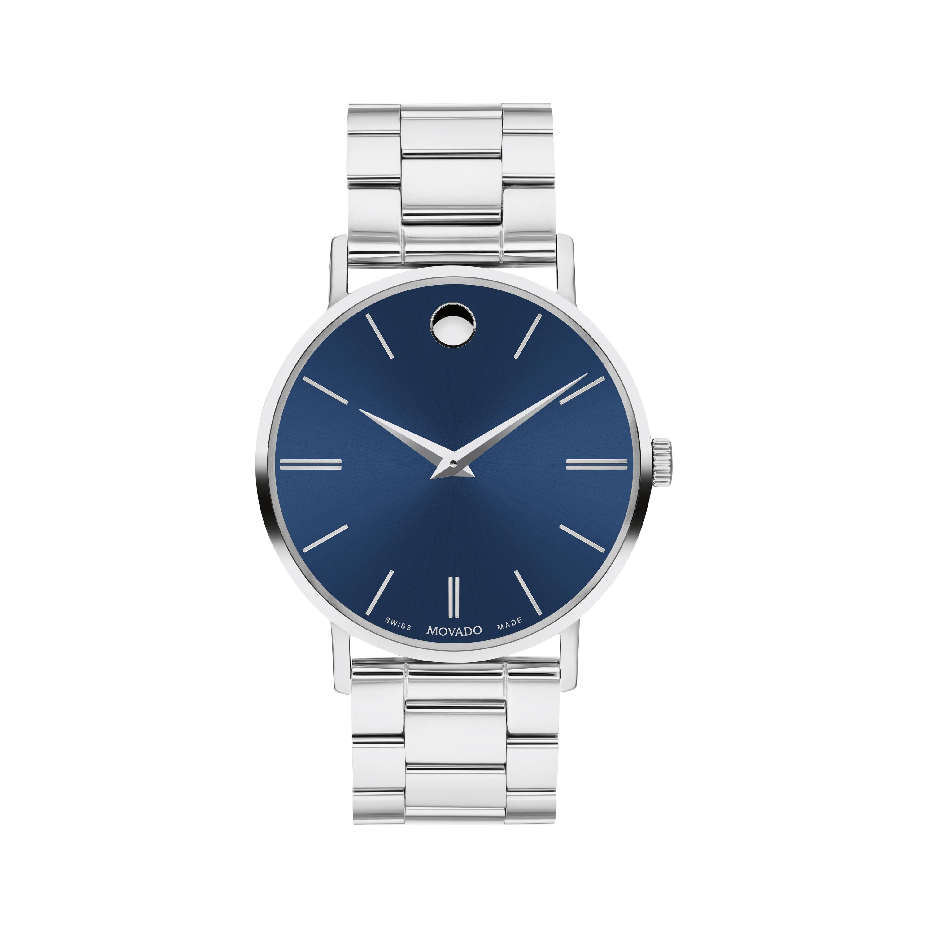 Mens Corporate Exclusive Silver-Tone Stainless Steel Watch Blue Dial